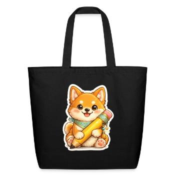Cute Fox Back to School  - Eco-Friendly Cotton Tote - black - Front