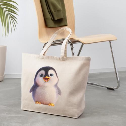 Joyful Baby Penguin - Eco-Friendly Cotton Tote