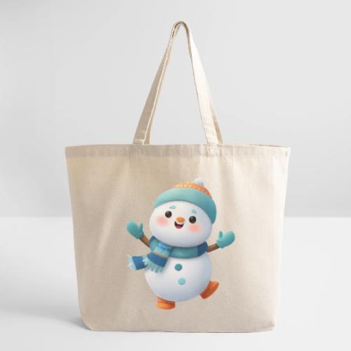 Joyful Cartoon Snowman Arms Up - Eco-Friendly Cotton Tote