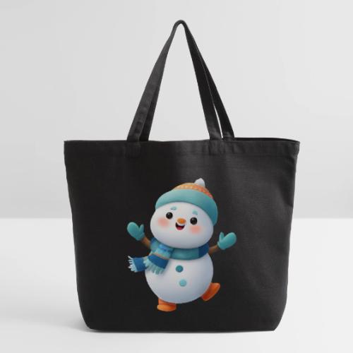 Joyful Cartoon Snowman Arms Up - Eco-Friendly Cotton Tote