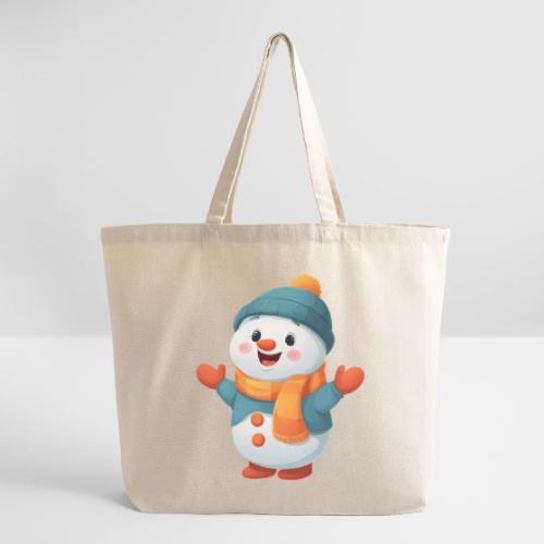 Joyful Cartoon Snowman with Winter Outfit - Eco-Friendly Cotton Tote