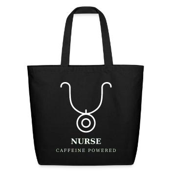 Stethoscope Caffeine Nurse - Eco-Friendly Cotton Tote - black - Front