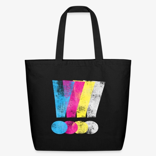 Large Distressed CMYK Exclamation Points - Eco-Friendly Cotton Tote
