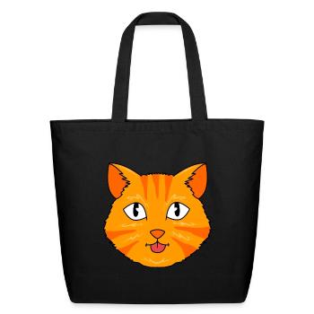 Halloween Cat Lovers Orange Tabby Cat Face - Eco-Friendly Cotton Tote - black - Front
