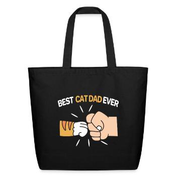 Best Cat Dad Ever Father Day Orange Tabby Dad - Eco-Friendly Cotton Tote - black - Front