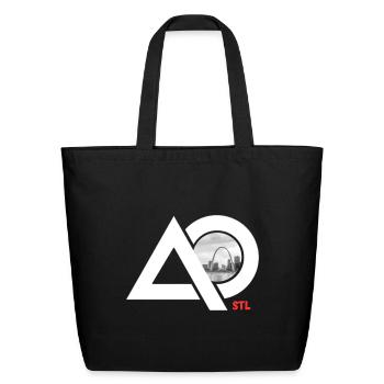 AO STL LOGO White - Eco-Friendly Cotton Tote - black - Front