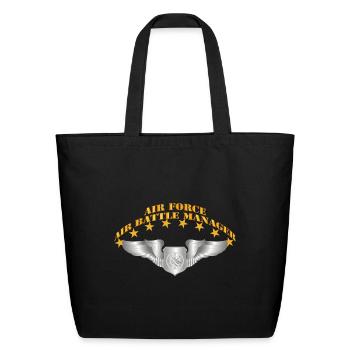 USAF Air Battle Manager Basic Wings - Eco-Friendly Cotton Tote - black - Front