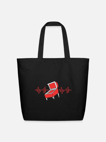 Pinball Machine Game Heartbeat Pinball - Eco-Friendly Cotton Tote - black