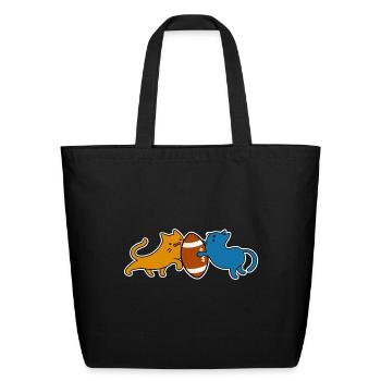 Football Frenzy - Orange vs Blue Cat - Eco-Friendly Cotton Tote - black - Front