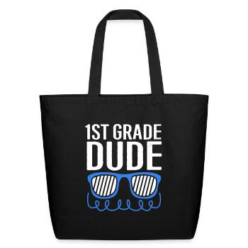 First Grade For Boys 1st Grade Dude - Eco-Friendly Cotton Tote - black - Front