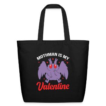 Funny Valentines Day Cryptid Cute Mothman - Eco-Friendly Cotton Tote - black - Front