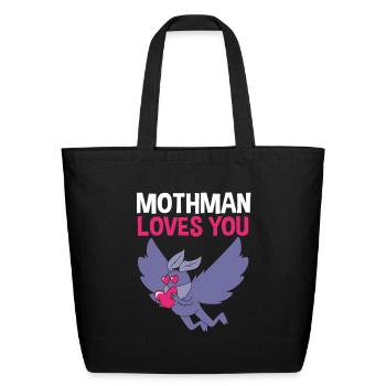Mothman Loves You Valentines Day Cryptid For Women - Eco-Friendly Cotton Tote - black - Front
