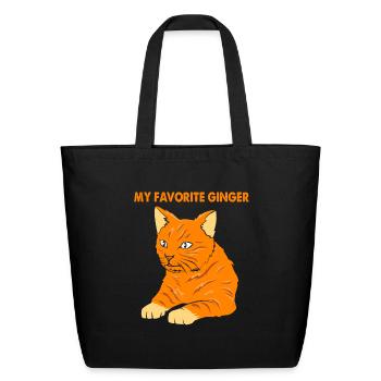 Funny Orange Tabby Cat Owner My Favorite Ginger - Eco-Friendly Cotton Tote - black - Front