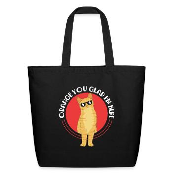 Orange You Glad Im Here Tabby Cat Wearing Glasses - Eco-Friendly Cotton Tote - black - Front