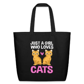 Just A Girl Who Loves Cats Orange Tabby Cat - Eco-Friendly Cotton Tote - black - Front