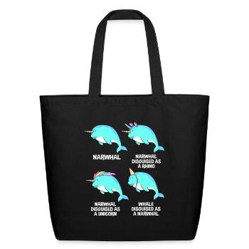 Different Type Narwhal Sea Unicorn Funny Narwhal - Eco-Friendly Cotton Tote - black - Front