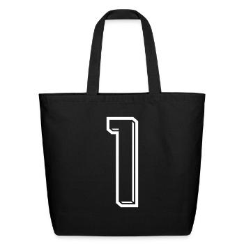 1 Year Jersey Number 1 - Number ONE Back Number - Eco-Friendly Cotton Tote - black - Front