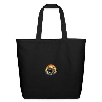 Sunset Freighter Cargo Waves - Eco-Friendly Cotton Tote - black - Front