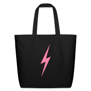 Pink Bolt Lightning | Bolt Graphic T-Shirt - Eco-Friendly Cotton Tote - black - Front