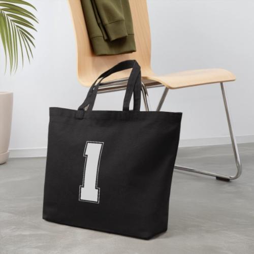 White Number 1 – Varsity Font - Eco-Friendly Cotton Tote