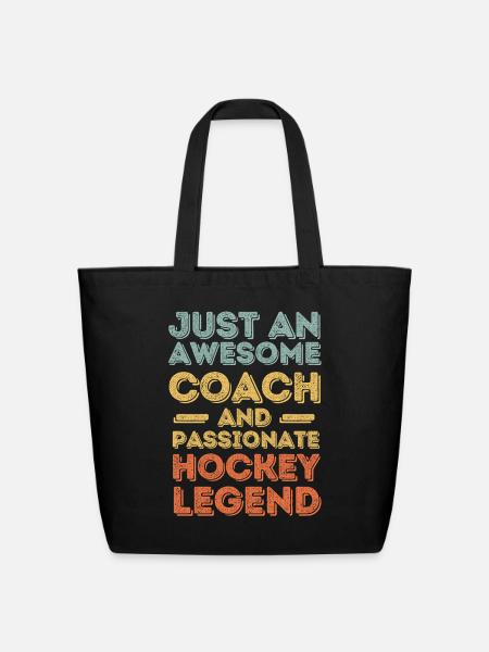 Coach Hockey legend retro - Eco-Friendly Cotton Tote - black