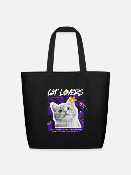 Cat Lovers Collage Pop Art - Eco-Friendly Cotton Tote - black