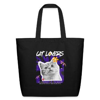 Cat Lovers Pop Collage - Eco-Friendly Cotton Tote - black - Front