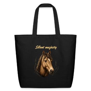 Silent Majesty Horse T-Shirt Design  - Eco-Friendly Cotton Tote - black - Front