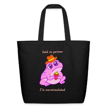 overstimulated cowboy frog - Eco-Friendly Cotton Tote - black - Front