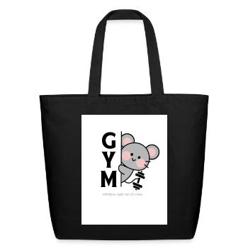 Gym Mouse Peek Graphic - Eco-Friendly Cotton Tote - black - Front