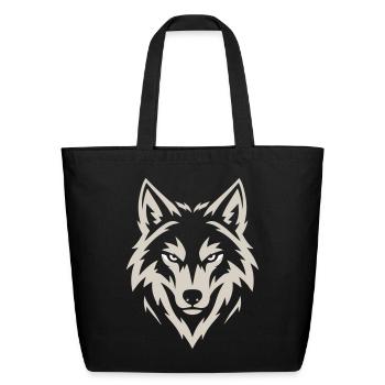 Fierce Wolf - Eco-Friendly Cotton Tote - black - Front