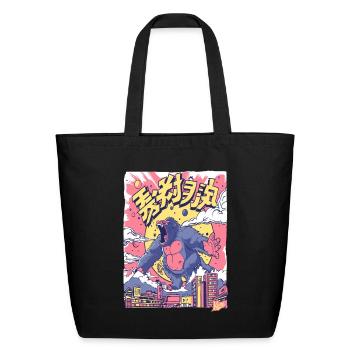 Kaiju Gorilla – Neon City Rampage - Eco-Friendly Cotton Tote - black - Front