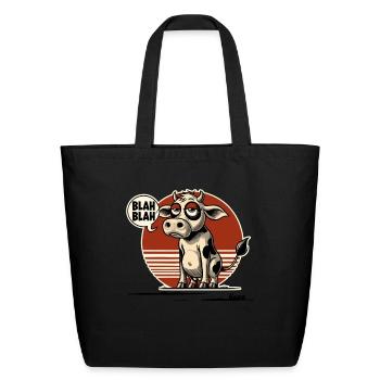 Blah Blah Cow – Moo’d Out and Over It - Eco-Friendly Cotton Tote - black - Front
