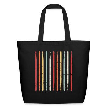 Retro Drumsticks Percussion Marching Band - Eco-Friendly Cotton Tote - black - Front