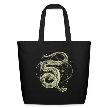 Sacred Geometry Seed Of Life Snake - Eco-Friendly Cotton Tote - black - Front