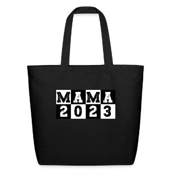 Mama 2023 Vintage Checkerboard for New Mom - Eco-Friendly Cotton Tote - black - Front