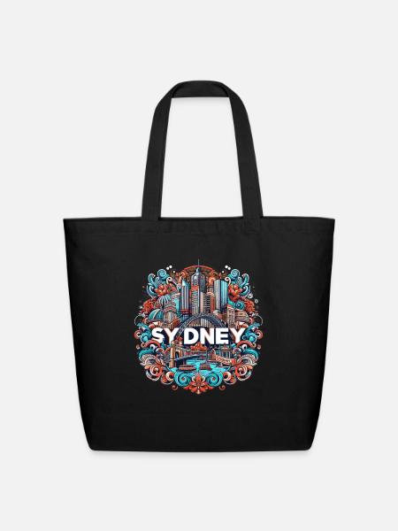Citys Illustration Sydney - Eco-Friendly Cotton Tote - black