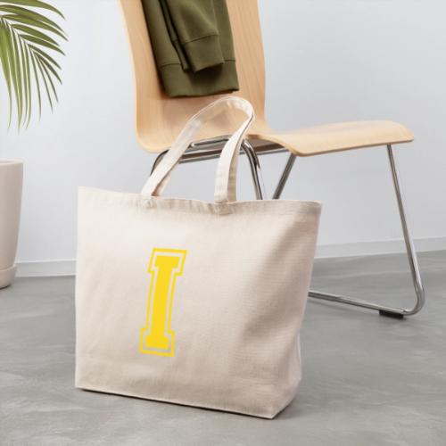 Letter I – Capital Athletic Alphabet Monogram - Eco-Friendly Cotton Tote