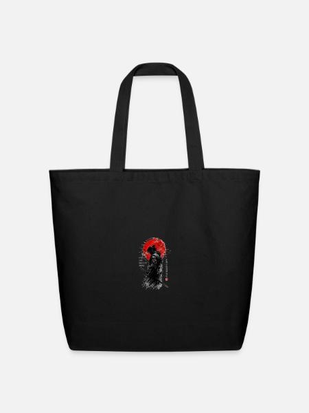 Samurai Shadow under Red Sun - Eco-Friendly Cotton Tote - black