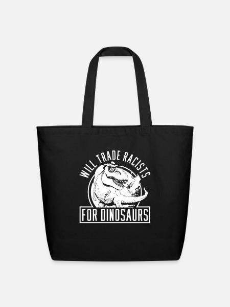 Dinosaur Anti Racism - Eco-Friendly Cotton Tote - black