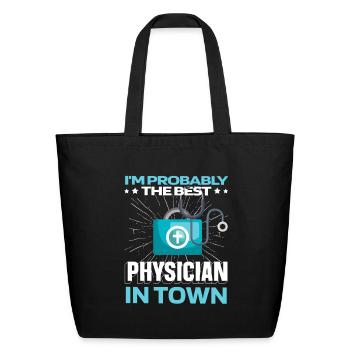Physician Stethoscope - Eco-Friendly Cotton Tote - black - Front