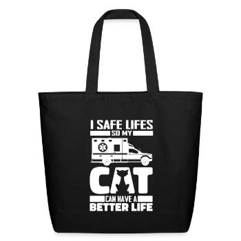 Emt Paramedic Cat - Eco-Friendly Cotton Tote - black - Front