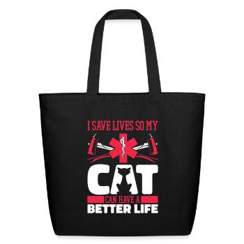 Emt Paramedic Cat - Eco-Friendly Cotton Tote - black - Front