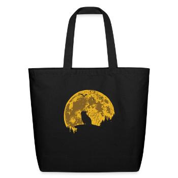 Guinea Pig Cavy Moon - Eco-Friendly Cotton Tote - black - Front
