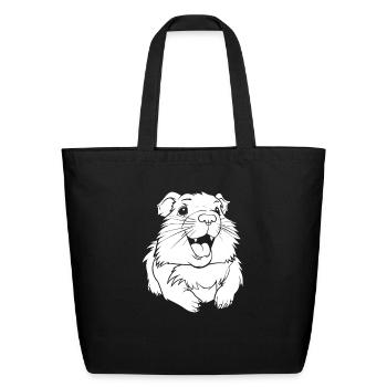 Guinea Pig Cavy Smiling - Eco-Friendly Cotton Tote - black - Front