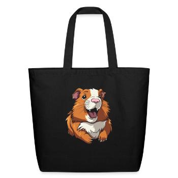 Guinea Pig Cavy Smiling - Eco-Friendly Cotton Tote - black - Front
