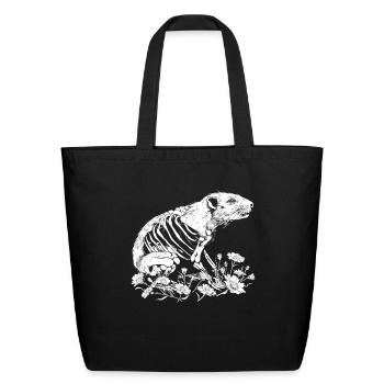 Guinea Pig Cavy Floral Skeleton Flower Animal - Eco-Friendly Cotton Tote - black - Front