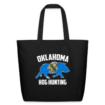 Oklahoma Hog Hunting Pig Wild Boars Boar Hog Hunte - Eco-Friendly Cotton Tote - black - Front