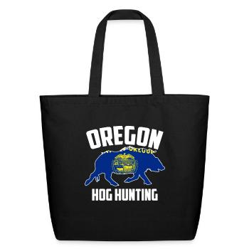 Oregon Hog Hunting Pig Wild Boars Boar Hog Hunter - Eco-Friendly Cotton Tote - black - Front