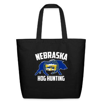 Nebraska Hog Hunting Pig Wild Boars Boar Hog Hunte - Eco-Friendly Cotton Tote - black - Front
